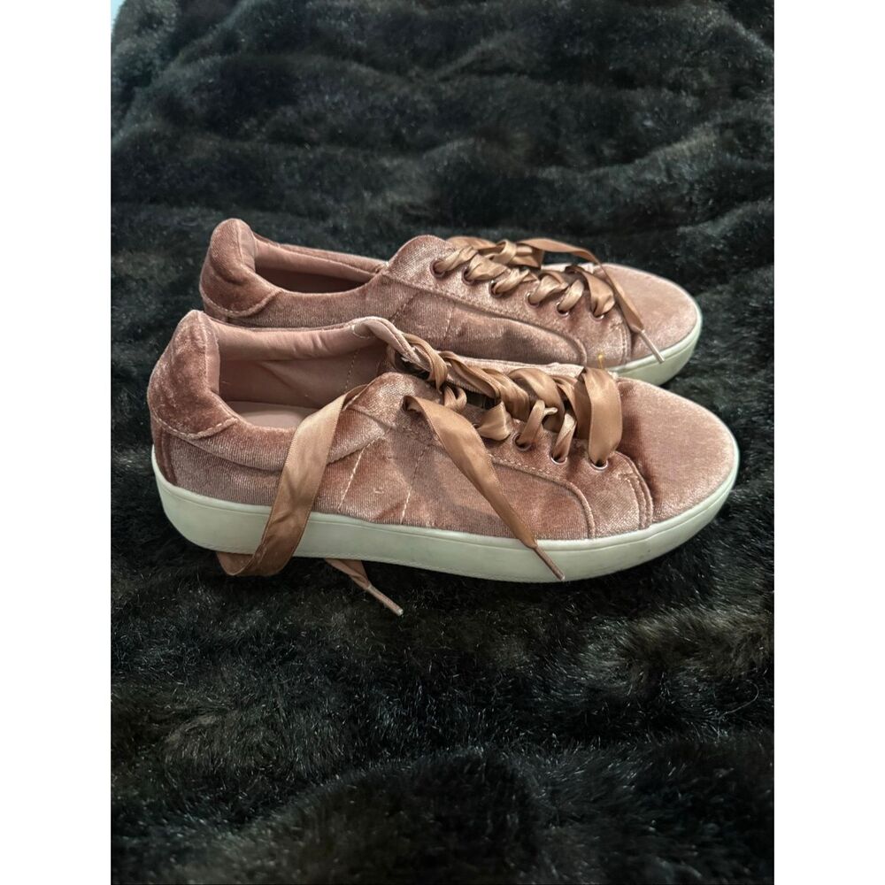 Brash Dusty Pink Velvet pink laces sneakers shoes 8.5 festival boho